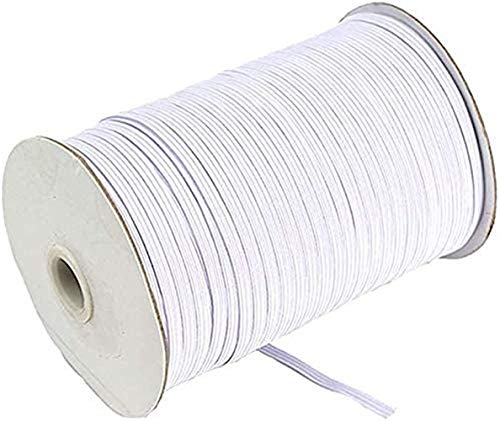 wowbridal 200 Yards Length 1/4 Inch Width Braided Elastic Band Elastic Cord Heavy Stretch High Elastic Rope Elastic Band for Mask, DIY, Sewing Crafts, DIY (Black) (White,100)