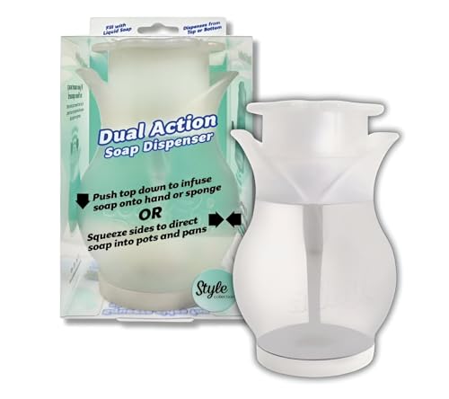 Dual Action Soap~Dispenser Refillable Dish Washing Liquid Dispenser Soap~Daddy Clear and BPA Free Plastic Dual Action Pump and Squeeze 13.25 Fl Oz 1 Count.