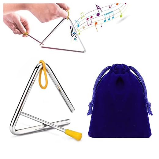 Triángulo Musical, Instrumento Triangular, Triangulo Percusion Bateadore, Musical Triangular con Batidor, Triángulo Instrumento de Percusión de Enseñanza Musical para Educación Temprana, 12.5cm