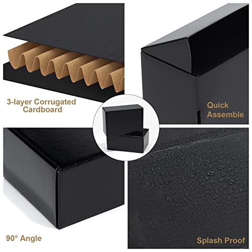 Image of ZBEIVAN 9x6x4 Black Small Shipping Boxes, 20 Packs Corrugated Cardboard Mailer Boxes for Packaging Small Business Mailing Gifts Wrap Boxes with Lids