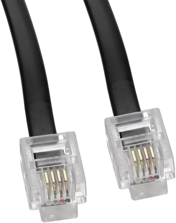 Telephone Extension Cord 1 Meter- RJ11-RJ11 Male to Male Landline Cable- Phone Line Wire for Home & Office- Compatible with Standard Phones, Fax, Modem- Black