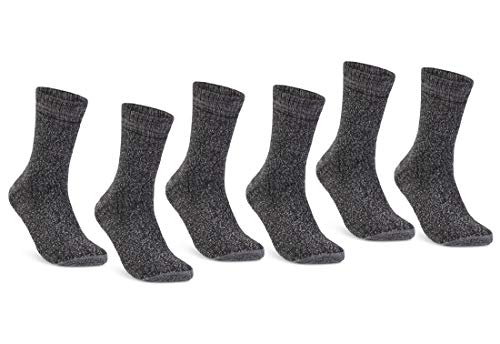 sockenkauf24 6 | 12 | 24 Paar THERMO Socken Damen & Herren Vollfrottee Schwarz Baumwolle mit Komfortbund (43-46, 6 Paar | Grau meliert)