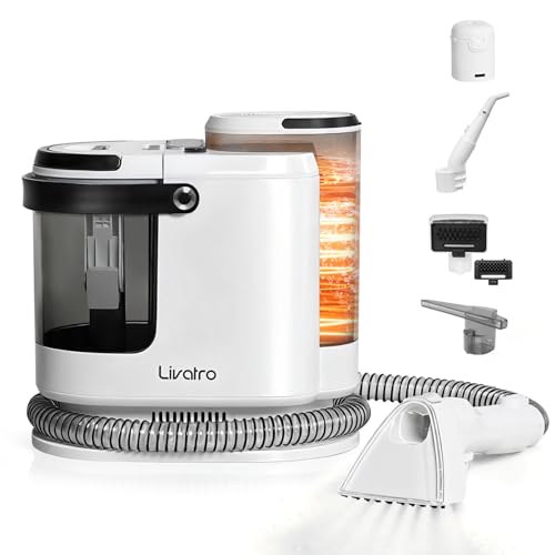 Livatro Aspiradora de Agua Tapicerias, 1700W Limpia Tapicerias, 15KPa Limpia Sofas Vapor Extracción, 1,6 L Depósito, Limpieza de Sofas, Lava Aspiradora para Alfombras, Moquetas, Tapicería y Coche