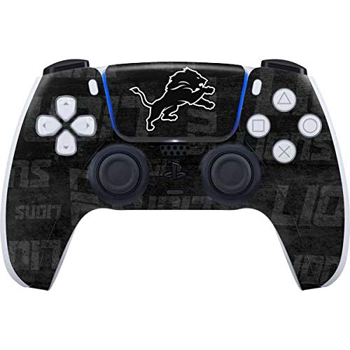 Skinit Decal Gaming Skin Compatible with PS5 Controller - Officially Licensed NFL Detroit Lions Black & White Design