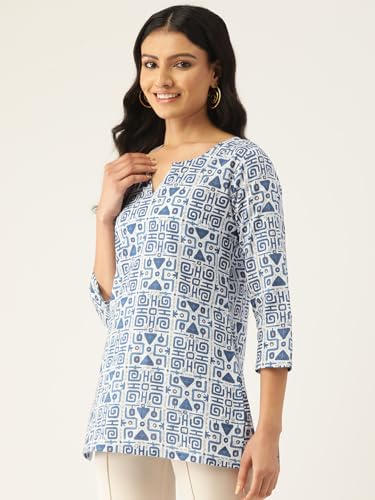 Image of feranoid Designer V-Neck Short Straight Kurti with 3Quarter Sleeves