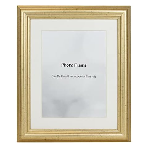 Gold Picture Photo Frame With Mount 10x8 A3 A4 40x30 Square (12x10" For Pic 10x8", White Mount) Cover