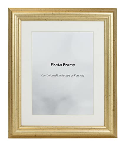 Gold Picture Photo Frame With Mount 10x8 A3 A4 40x30 Square (12x10 For Pic 10x8, White Mount)