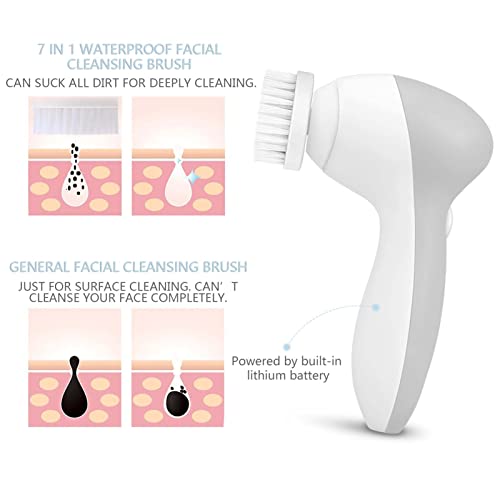 Facial Cleansing Brush Face Scrubber: Usb Rechargeable Ipx7 Waterproof Electric Spin Cleanser Brush With 7 Brush Heads, Face Brushes For Cleansing And Exfoliating, Massaging #TOP4