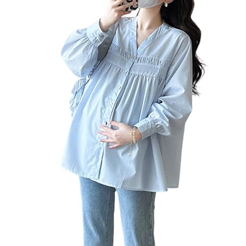 T-shirt de maternité rayé ample col en V pour éviter les vêtements serrés
