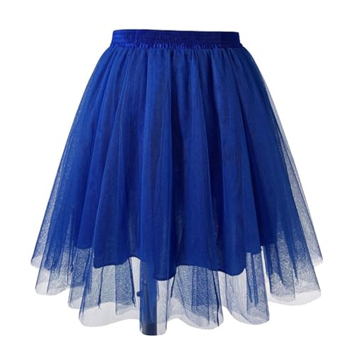 Jupe en tulle pour femme - Légèrement opaque - Jupe en tulle élastique - Taille haute - Tutu - Costume de carnaval - Grandes tailles - Jupon élégant - Ligne A - Jupe midi festive - Jupe de danse, bleu