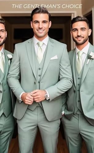 TSxuelian Men's Suit Beach Wedding Suit Slim Fit 3 Pieces Light Weight Linen Suit Jacket Vest Pant Tuxedo2