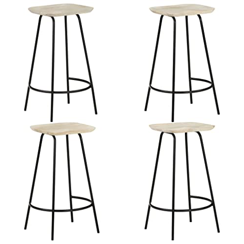 Vidaxl 2/4X Solid Mango Wood Bar Stools Kitchen Dining Dinner Black/White #TOP1