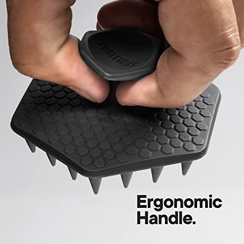 Tooletries - Beard Scrubber - Silicone Facial Hair Exfoliator & Brush - Deep Cleans, Unclogs Pores, Promotes Hair Growth, & Removes Beardruff - Soft-Touch Shower & Bathroom Accessory - Charcoal #TOP2