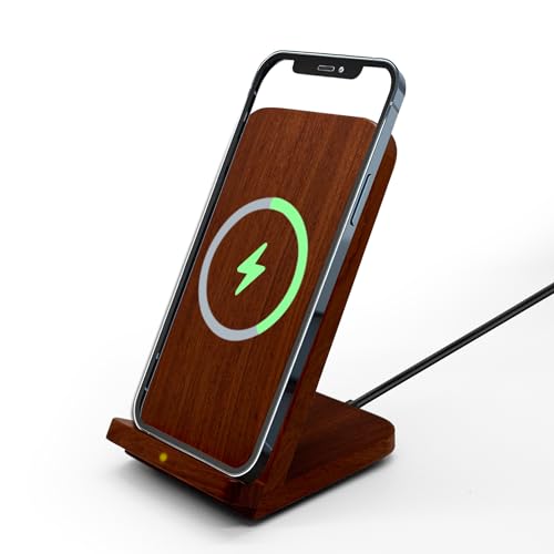 EDEN GROVE Natural Wood Wireless Charging Stand Charger for Apple iPhone, Samsung Galaxy, Google Nexus, Google Pixel, LG, Motorola Huawei, Android, Qi