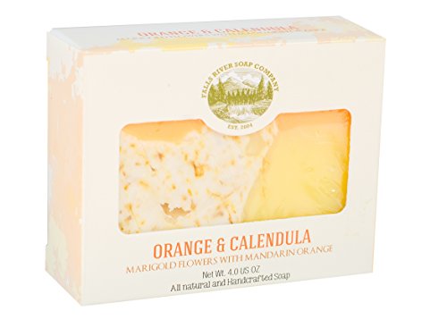 Orange Soap With Calendula Oil (4Oz) - Handmade Soap Bar With Orange, Yuzu And Calendula Essential Oils, Flower Petals - Organic And All-Natural – By Falls River Soap Company #TOP1
