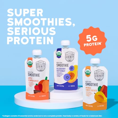Image of Serenity Kids Baby Food Protein Smoothie Pouch, 5g Protein, 3.5 Oz, 18 Pack