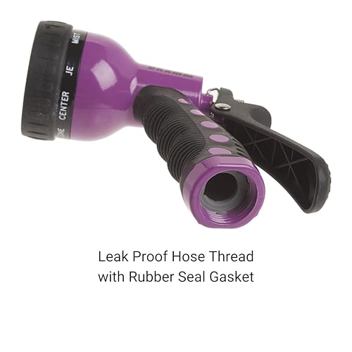 Image of Dramm Revolver Heavy Duty Metal Garden Hose Nozzle - 9 Spray Patterns, High Pressure Jet, Thumb-Control Flow, Ergonomic Grip - Berry