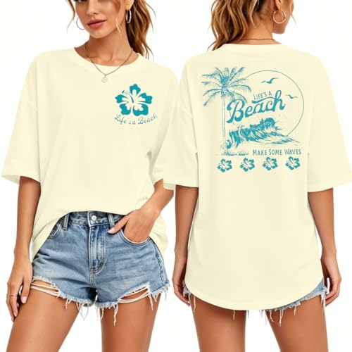 Hauts de plage légers et fluides à manches courtes pour femme