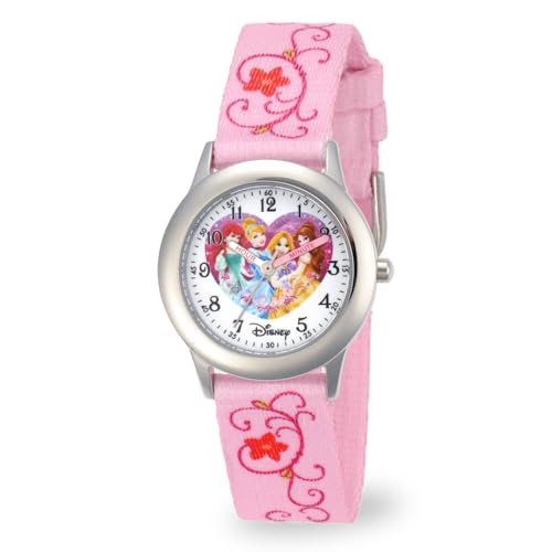 Disney Princess Kids' Stainless Steel Time Teacher Analog Strap Watch