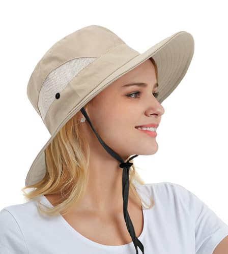 Image of Sun Hat for Women Summer UV Protection Beach Hat with Ponytail Hole