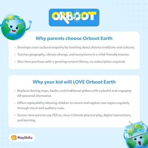 Shifu PlayShifu Educational Globe for Kids, Orboot Earth (+ App) Interactive AR World, 400 Wonders, 1000+ Facts, STEM Toy Gifts for Kids 4-10 Years, No Borders, No Names on Orboot Globe - Image 5
