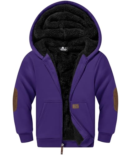 Image of SWISSWELL Unisex Boys Girls Fleece Hoodie Sherpa Lined Jacket Zip Up Hooded Sweatshirt Winter Outerwear for Kids