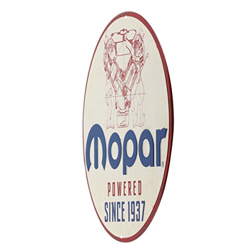 Image of Mopar Powered Since 1937 Round Embossed Metal Sign - Vintage Mopar Sign for Garage or Man Cave