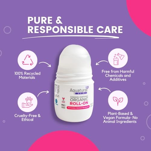 Image of Organic Deodorant Women & Men Roll On, Natural Formula for Sensitive Skin, Long-Lasting Odor Protection 2.53 Fl Oz Rose Vanilla