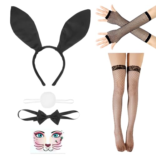Conjunto de acessórios de disfarce de coelho - conjunto de disfarce de coelho Playboy sexy, ideal para festas de cosplay e eventos festivos, adequado para dramatizações de Natal de Halloween