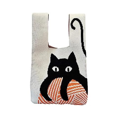 Cute Cat Knit Handbag for Women Cover