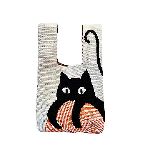Image of Komociya Cute Wrist Bag for Women Trendy Knit Handbag Small Purse for Mom Girlfriend Birthday Christmas Valentines
