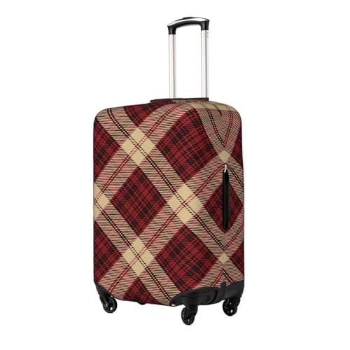 Tartan-Beige-Black-And-Red-Plaid-Tartan-Flannel-Shirt-S-Trendy-Ti Luggage Cover, Protective Washable Suitcase Cover - Travel Fashion Elastic Suitcase Protector Large2
