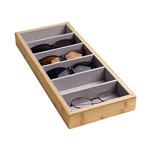 Natural bamboo Glasses Eyeglass Eyewear Sun glasses Sunglasses Box Storage Case Tray Display Showcase Organizer Box