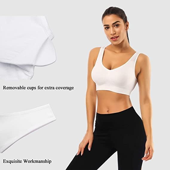 Image of Non Padded Wire Free Seamless Full Coverage Daily Workout Air Sports White Bra