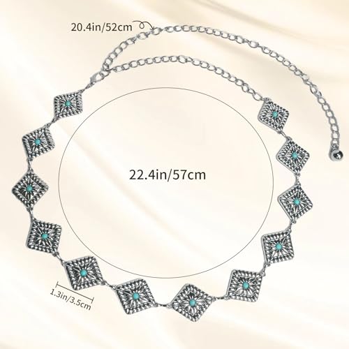 Chain Belt,Western Jewelry For Women,Cowgirl Chain Waist Belt,Western Metal Cowgirl Belts,Women Belts,Country Concerts Outfits,Adjustable Silver Metal Chain Belt,Festival Outfits2