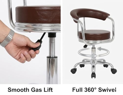 Image of Modern Magam Bar Stool with 360 Swivel | Height Adjustable Bar Chair | Counter Stool & High Chairs | Comfortable for Home, Office, Restaurant Bar, Cafe & Cash Counter - (Brown)