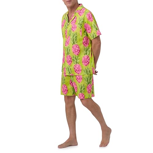 Trina Turk x BedHead Pajamas Mens, Lightweight Organic Cotton Short Sleeve Button Down Shorts Lounge Set2