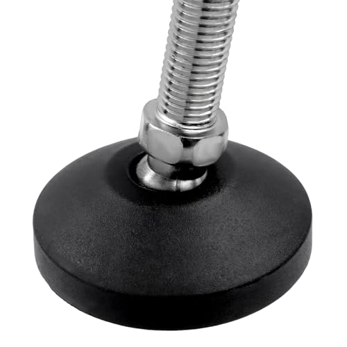 Image of M16x120mm Leveling Feet, 6.2 Inch Height & 880 lb Capacity, Heavy Duty Adjustable Swivel Furniture Glides, Threaded Rubber Feet Levelers for Table, Shelves, Workbench, Cabinet, Machine, 4Pcs