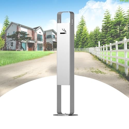 ELUKHT Terrace Outdoor Standing Ashtray, Stainless Steel Cigarette Butt Container, Trash can, Smoker Management Station, Outdoor Ashtray, Suitable for Office/Shopping mall,B