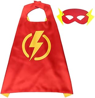 Hapyshop Kids Dress Up Superhero Capes , Halloween Superhero Costume with Eye Masks Halloween Gifts for Kids 3 4 5 6 7 8 9 + Years Old Boys Girls Fancy Dress Up Cosplay(The Flash Capes), Red, 26.8in