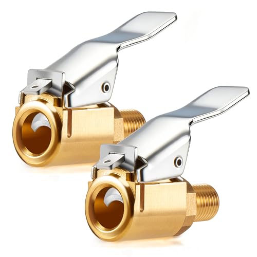 vivilinux 2Pcs Tire Air Chuck with Clip Adapter Brass Locking Tire Inflator Nozzle Connect Suitable for Tire Inflator and Air Compressor Pump Connection Accessory Tool Valve Thread 8mm