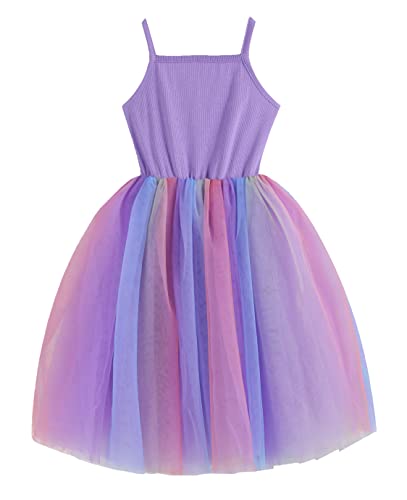 Image of GSVIBK Baby Girls Tutu Dress Sleeveless Toddler Cotton Tulle Skirt Princess Party Prom Dresses