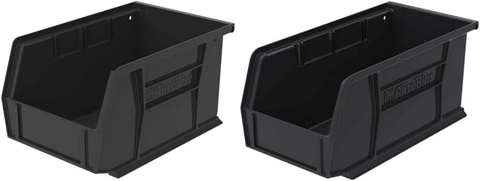 Akro-Mils Plastic Hanging Stackable Storage Organizer Bins, Black, 9-Inch x 6-Inch x 5-Inch 12-Pack and 11-Inch x 5-Inch x 5-Inch 12-Pack