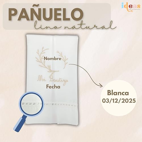 Miniatura 5 de Kit De Bautizo Personalizado Vela Artesanal Con Lazo, Pañuelo Bordado Y Concha Bautismal Pack Premium Con Vela Bautismo,Toalla De Bautismo Bordada, Concha Marina El Recuerdo Perfecto Beige