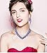 chaoyite Fashion V-Shaped Crystal Jewelry Set Bridal Wedding Choker Necklace Earrings Bracelet Ring for Women Bridesmaids Party Costume Accessories (Royal blue)