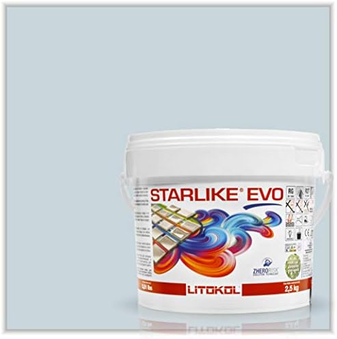 The Tile Doctor Starlike EVO - Litokol Glamour Epoxy Grout for Tile, Ideal for Home Office Decor & Bathroom Tile, Glitter Paint Finish for Room Decoration - 300 Azzurro Pastello
