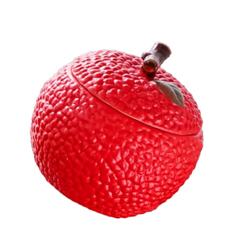SHOWERORO Tarro De Té Cerámico Forma De Lichis Recipiente Multi-funcional y Sellado Para Té Suelto Almacenamiento De Frutas Secas y Snacks Diseño Portátil y