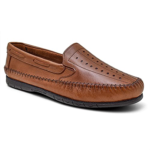 Sapatilhas mocassim masculinas estilo casual em couro GR 402 conhaque (42, 402 conhaque)