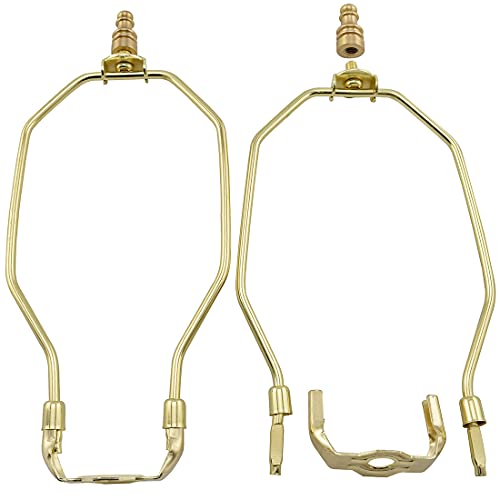 Marrteum 12-Inch Heavy Duty Lamp Harp Fitter With Chess-Shape Lamp Finial And Saddle Base For Lamp Shades [2Set Brass Tone] #TOP1