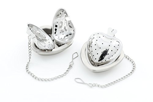 Luvlytea Loose Leaf Tea Infuser (Set Of 2) Including Tea Scoop And Drip Trays - Best Premium Stainless Steel Strainer & Steeper! Luvly Heart (Set Of 2) #TOP3
